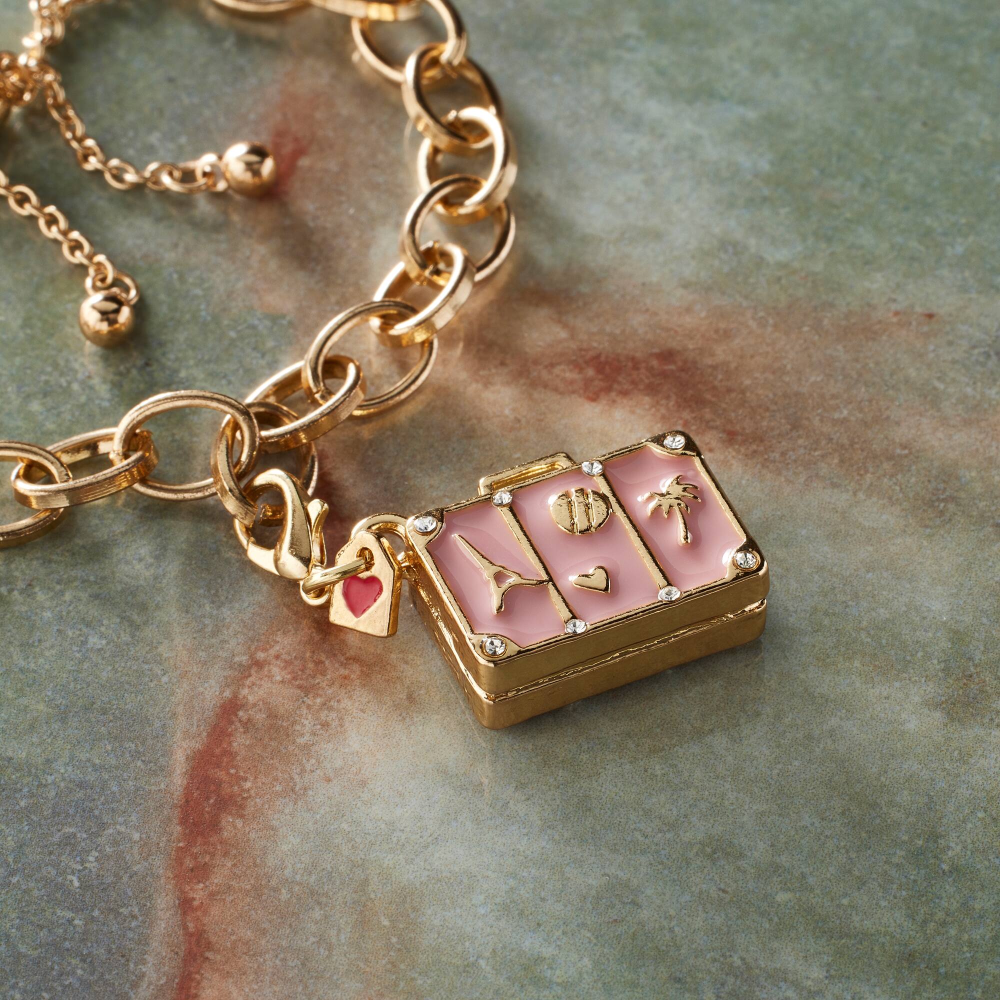 12 Pack: Pink Suitcase Charm by Bead Landing™